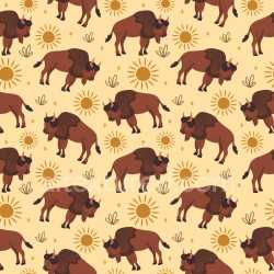 Pattern Bundle - Seamless 3D Pattern PBR Texture Featuring Stylized Bison Motifs in Warm Earthy Colors texture preview
