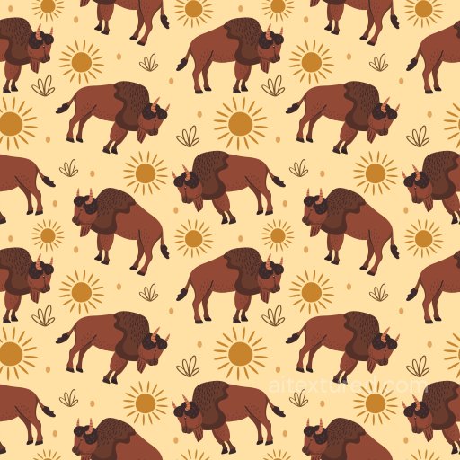 Pattern PBR Texture Featuring Stylized Bison Motifs in Warm Earthy Colors seamless Pattern Bundle PBR texture