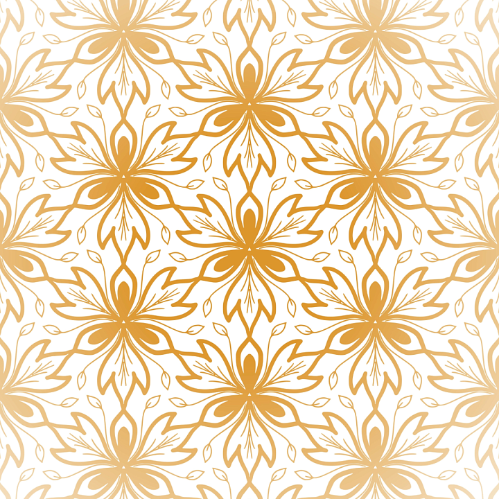with Elegant White and Gold Ornate Floral Pattern seamless PBR texture preview