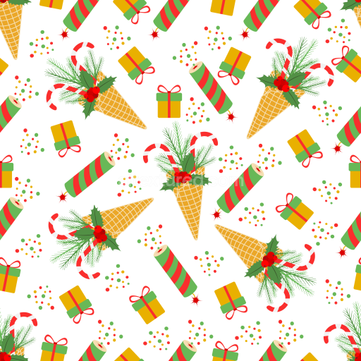Seamless 3D PBR Texture of Festive Christmas Digital Paper with Holiday Icons