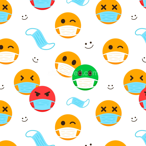 Seamless 3D PBR cartoon face mask emoticon pattern texture