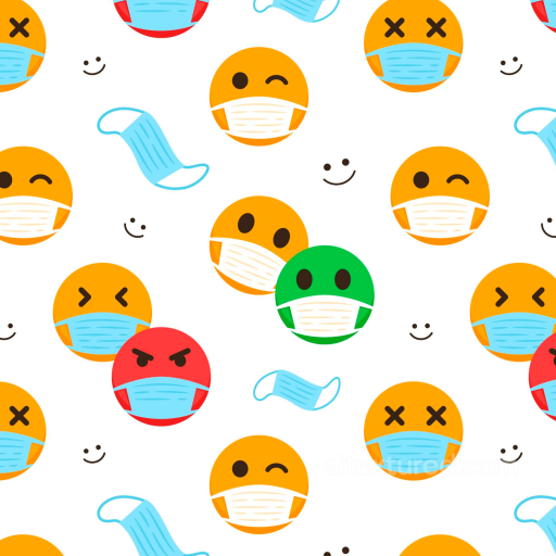 Cartoon Face Mask Emoticon Pattern Texture seamless Happy Face pattern PBR texture