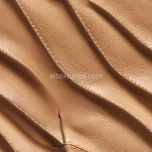 Seamless 3D Beige Pebbled Leather Upholstery PBR Texture with Stitched Panels