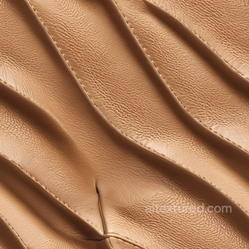 Beige Pebbled Leather Upholstery PBR Texture with Stitched Panels seamless Leather PBR texture
