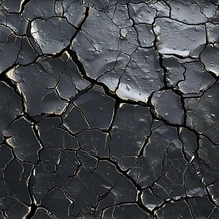 Cracked Dry Mud Soil With Deep Fissures And Dark Finish seamless PBR texture preview