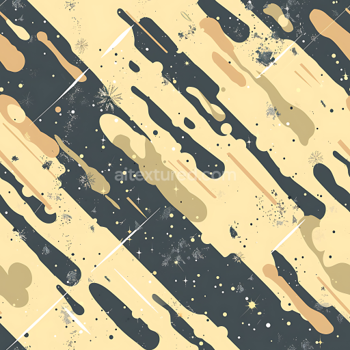 Seamless 3D Desert Camouflage PBR Texture with Stylized Cosmic Pattern and Elongated Organic Shapes