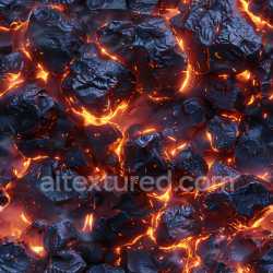 seamless Seamless 3D PBR Texture of Glossy Dark Volcanic Rocks with Glowing Lava texture 8k free download PBR