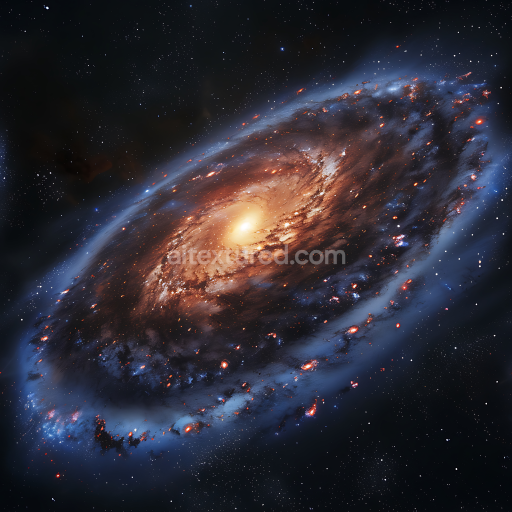 Seamless 3D Space PBR Texture Featuring a Spiral Galaxy with Radiant Cosmic Dust and Nebulae