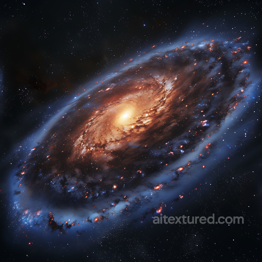 Space PBR Texture Featuring a Spiral Galaxy with Radiant Cosmic Dust and Nebulae seamless Star, space, planets PBR texture