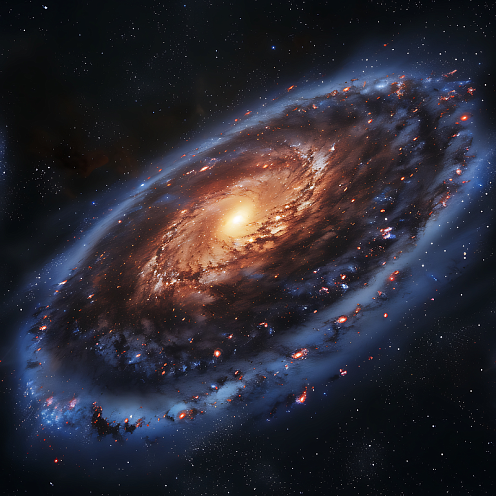 Space Featuring a Spiral Galaxy with Radiant Cosmic Dust and Nebulae seamless PBR texture preview