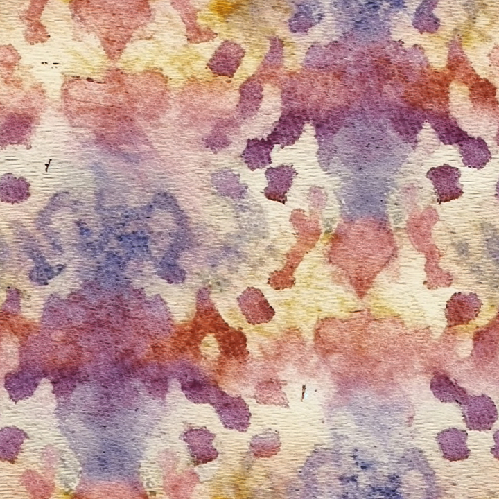 Watercolor in Soft Purple, Pink, and Yellow Tones with Paper Grain seamless PBR texture preview