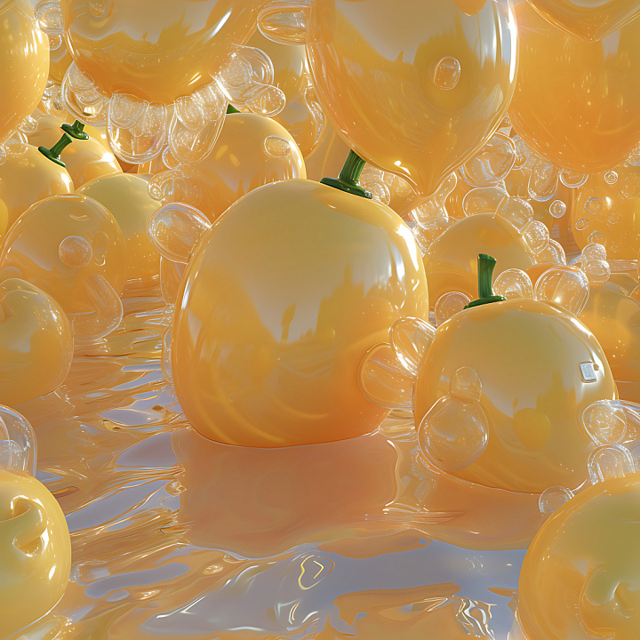 Inflated Bubble Vinyl with Glossy Yellow Bubbles and Clear Puffy Layers seamless PBR texture preview