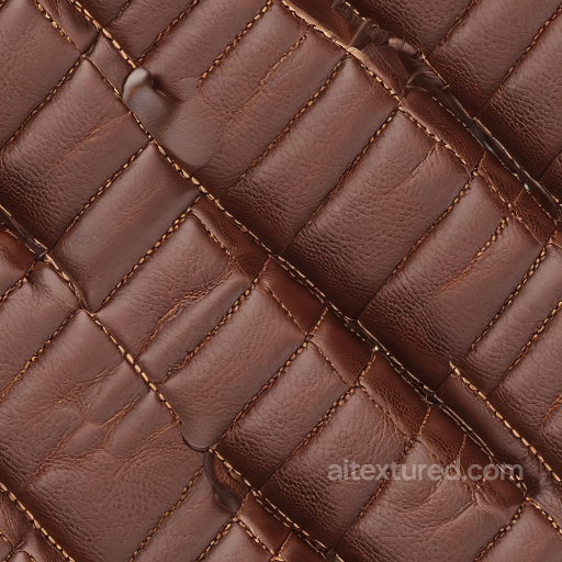 Quilted Brown Leather PBR Texture with Stitch Detailing and Subtle Grain seamless Leather PBR texture