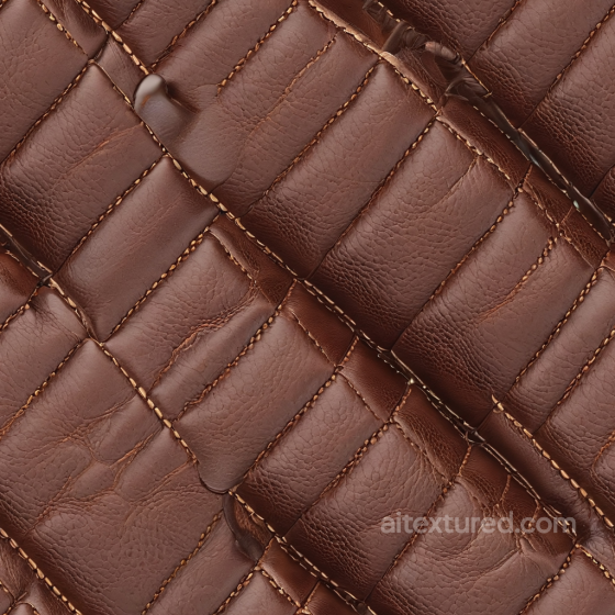 Quilted Brown Leather PBR Texture with Stitch Detailing and Subtle Grain Leather texture preview