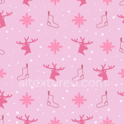 seamless Seamless 3D PBR Texture of Christmas Pink Fabric Featuring Reindeer, Snowflakes, and Stockings texture 8k free download PBR