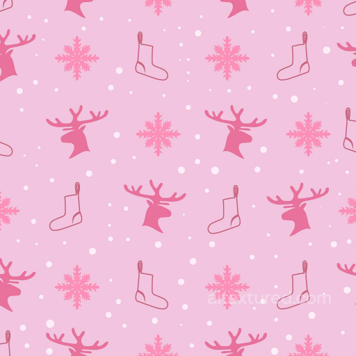 Christmas Pink Fabric Featuring Reindeer, Snowflakes, and Stockings Seamless Texture seamless Christmas Pink PBR texture