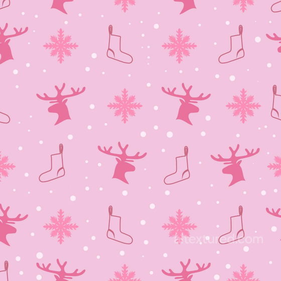 Christmas Pink Fabric Featuring Reindeer, Snowflakes, and Stockings Seamless Texture Christmas Pink texture preview
