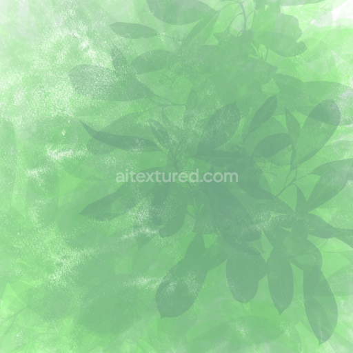 Seamless 3D PBR Watercolor Texture Featuring Soft Green Leaves and Misty Overlay