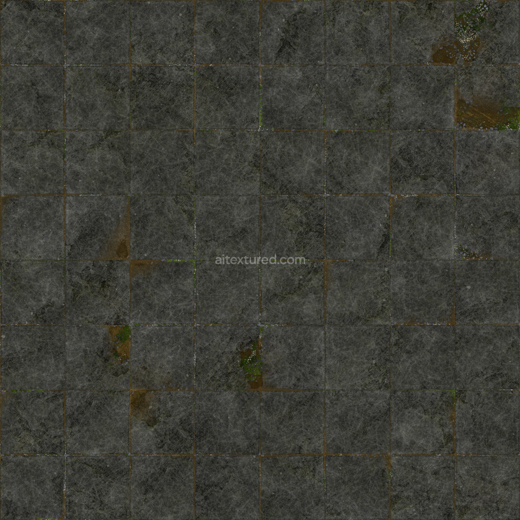 Seamless dark tile PBR texture with coarse surface
