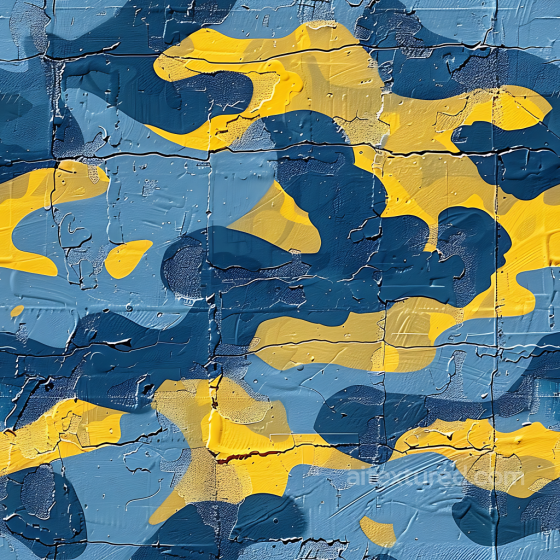 Urban Camouflage Texture with Blue and Yellow Abstract Blotches Color Camouflage texture preview