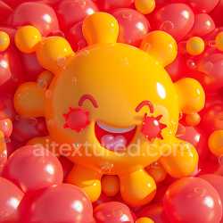 seamless Seamless 3D Inflated PBR Texture Featuring Glossy Cartoon Sun and Puffy Bubbles texture 8k free download PBR