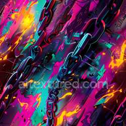 seamless Seamless 3D PBR Texture Featuring Neon Graffiti and Chain Overlays texture 8k free download PBR
