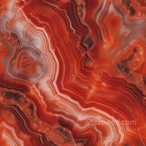 Red Agate Marble PBR Texture with Layered Banding and Natural Veins seamless Marble PBR texture
