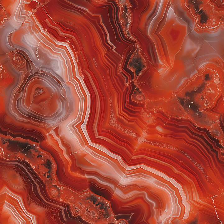 Red Agate Marble with Layered Banding and Natural Veins seamless PBR texture preview