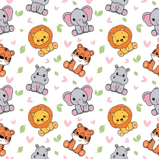 Pattern PBR Texture Featuring Cute Cartoon Animals and Playful Motifs seamless Pattern Bundle PBR texture