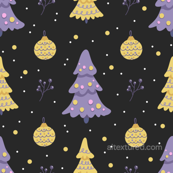 Christmas Digital Paper Texture Featuring Purple And Yellow Trees And Ornaments All Christmas Digital paper texture preview