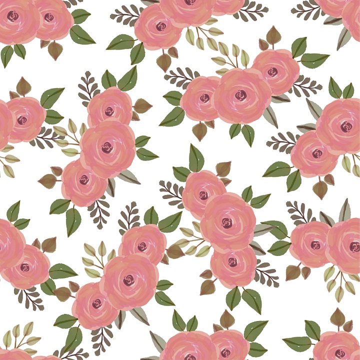 with Soft Pink Flower Clusters and Greenery seamless PBR texture preview
