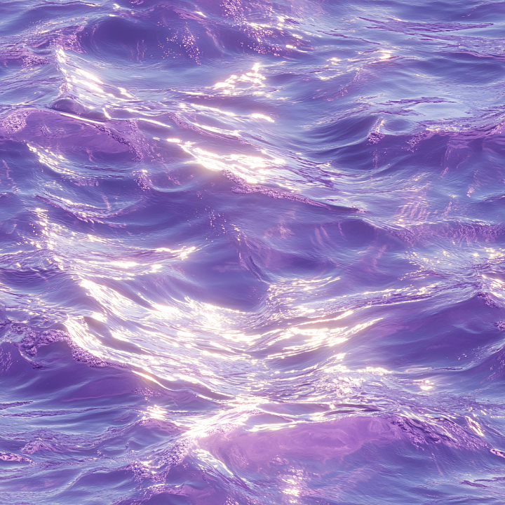 Water of Stylized Violet Ocean Waves with Soft Highlights seamless PBR texture preview