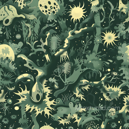 stylized organic camouflage PBR texture with abstract aquatic shapes and muted green pale… seamless Color Camouflage PBR texture