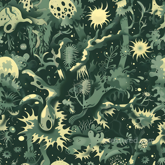 stylized organic camouflage PBR texture with abstract aquatic shapes and muted green pale… Color Camouflage texture preview