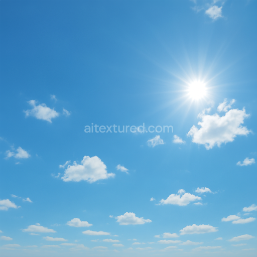 Seamless 8k PBR 3d texture of clear blue sky with soft clouds for photorealistic rendering