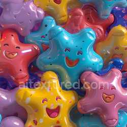 seamless Seamless 3D Inflated Glossy Vinyl Star-Shaped PBR Texture in Bright Colors texture 8k free download PBR