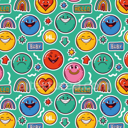 seamless Seamless 3D PBR Happy Face Pattern Texture with Colorful Cartoon Emojis texture 8k free download PBR