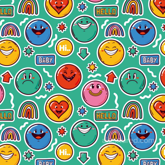 Happy Face Pattern Texture with Colorful Cartoon Emojis Happy Face pattern texture preview