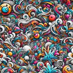 seamless Seamless 3D PBR Texture Featuring Vibrant Colorful Graffiti Swirls and Abstract Shapes texture 8k free download PBR