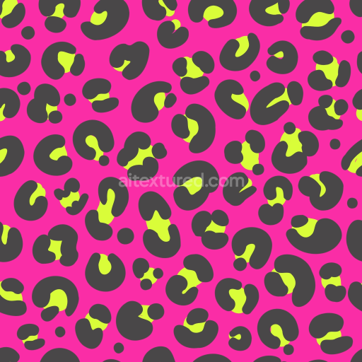 Seamless 3D PBR Neon Leopard Print Textile Texture in Bright Pink and Lime Green