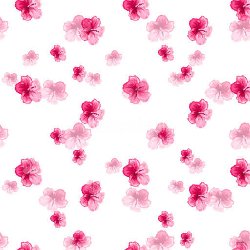 Seamless 3D PBR Watercolor Cherry Floral Fabric Texture with Soft Pink Flowers