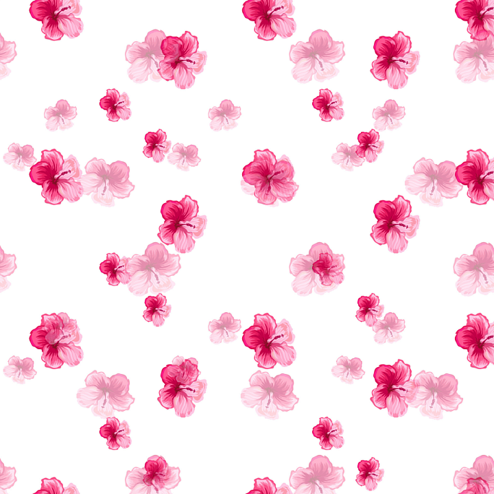 Watercolor Cherry Floral Fabric with Soft Pink Flowers seamless PBR texture preview