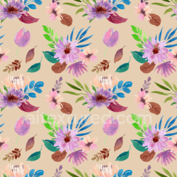 seamless Seamless 3D PBR Floral Watercolor Texture with Pastel Flowers and Leaves texture 8k free download PBR