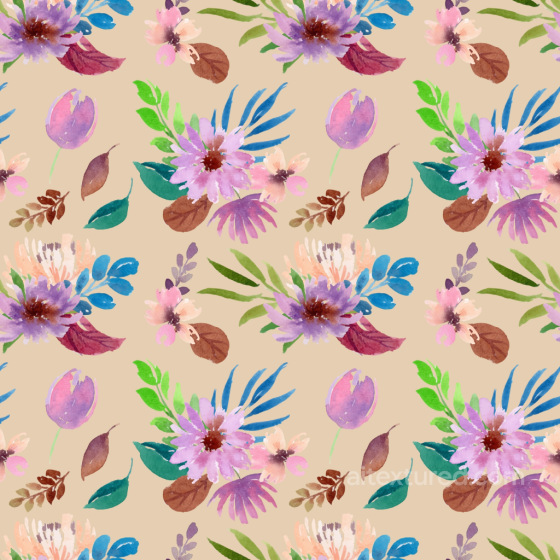 Floral Watercolor Texture with Pastel Flowers and Leaves Floral texture preview