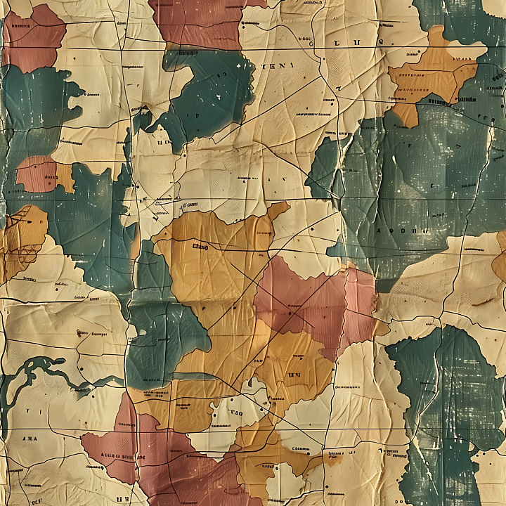 Vintage Map-Inspired Camouflage With Earthy Tones And Organic Shapes seamless PBR texture preview