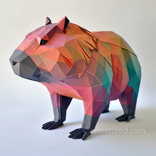 Seamless 3D PBR Low-Poly Capybara Animal Texture with Geometric Gradient Colors texture preview
