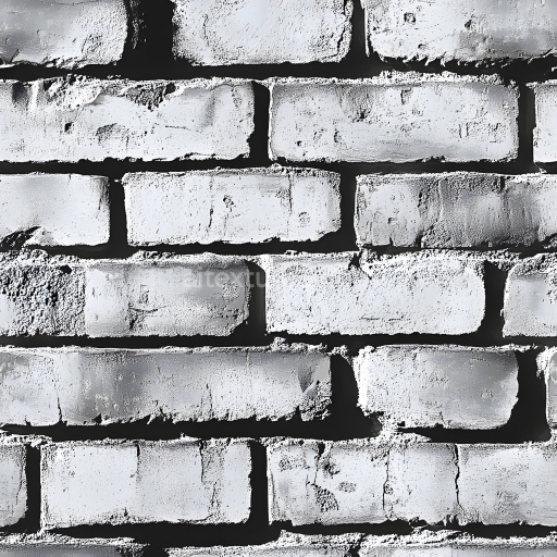 Seamless 3D Cracked White Painted Brick Wall PBR Texture with Rough, Weathered Surface