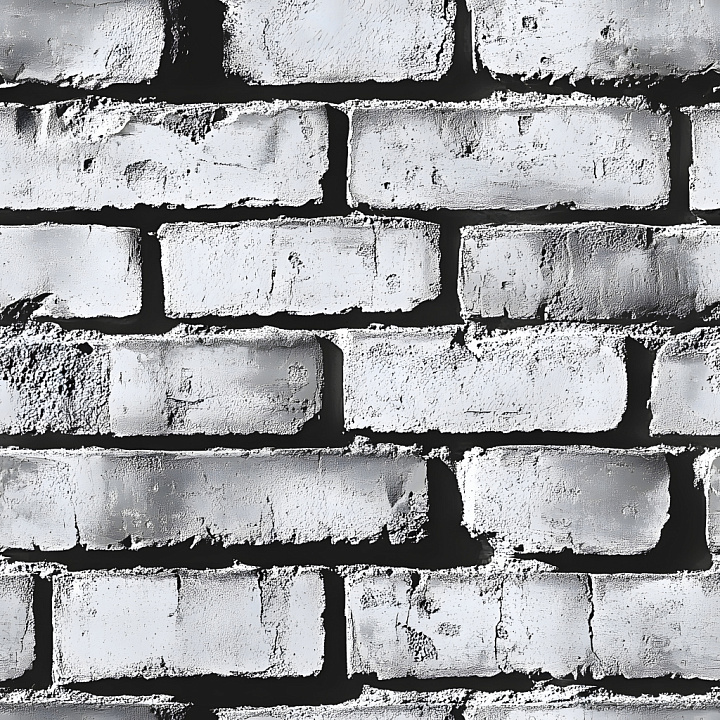 Cracked White Painted Brick Wall with Rough, Weathered Surface seamless PBR texture preview