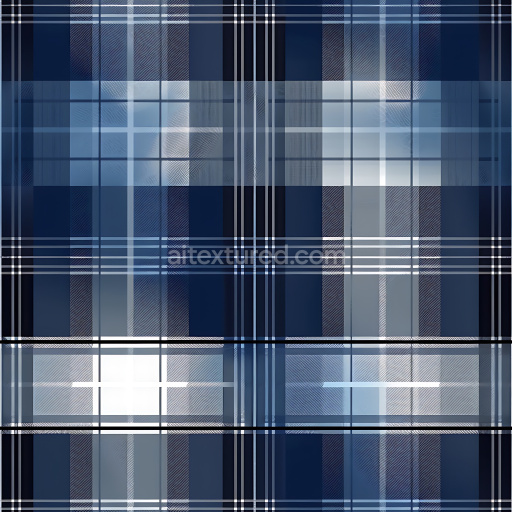 Seamless 3D Plaid Metal PBR Texture with Blue and Silver Tones