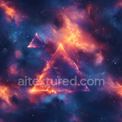 seamless Seamless 3D Space PBR Texture Featuring Cosmic Nebula and Glowing Triangular Shapes texture 8k free download PBR